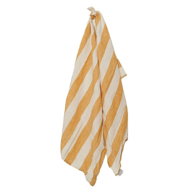 Home Lab 100% French Flax Linen Tea Towel Set Of 2 - Sunflower Stripe image number 0